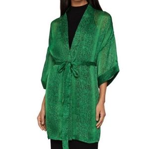 Nwt BCBGMaxazria Vibrant Green Python Wrap Kimono